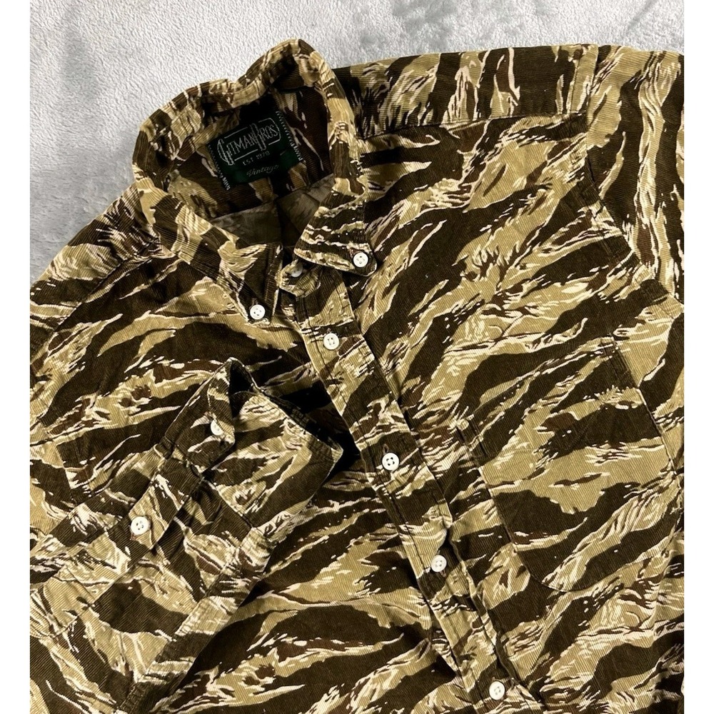 Gitman Bros Vintage Shirt Mens Medium Corduroy Tiger Camo Button Down USA READ